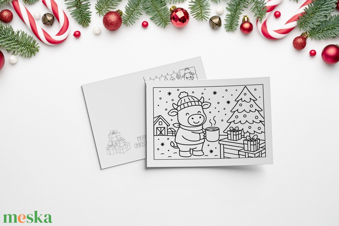 Kiszínezem neked, Mama!  Színezhető karácsonyi képeslap gyerekektől szívvel - karácsony - karácsonyi ajándékozás - karácsonyi képeslap, üdvözlőlap, ajándékkísérő - Meska.hu