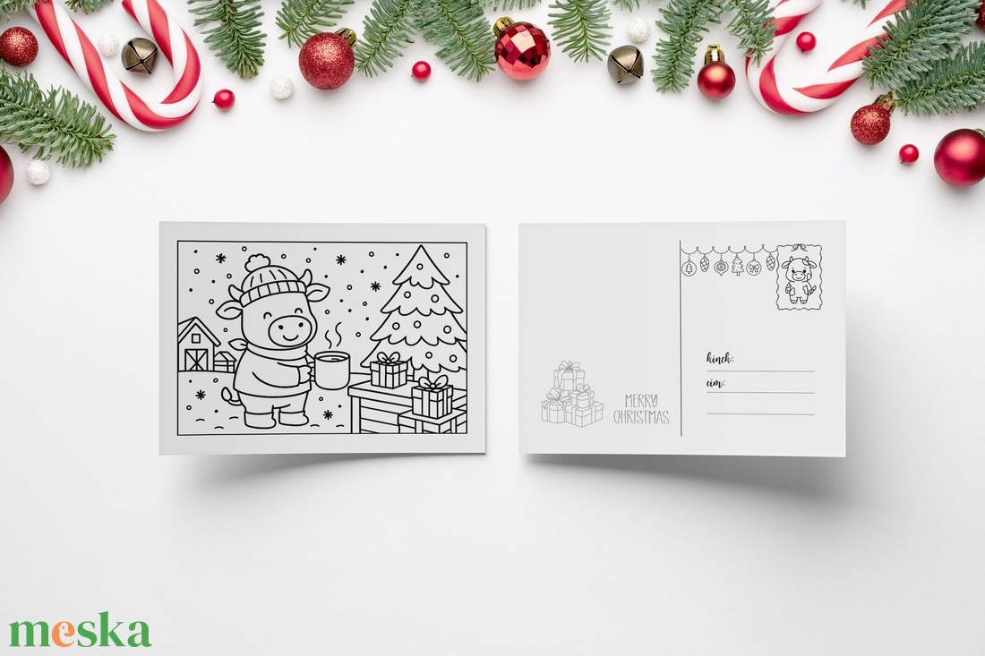 Kiszínezem neked, Mama!  Színezhető karácsonyi képeslap gyerekektől szívvel - karácsony - karácsonyi ajándékozás - karácsonyi képeslap, üdvözlőlap, ajándékkísérő - Meska.hu