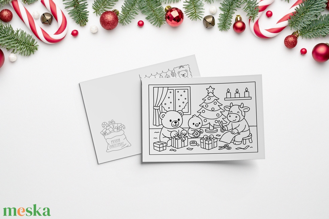 Képeslap, amit a gyerek színez meg  Személyes karácsonyi ajándék szülőknek, nagyszülőknek - karácsony - karácsonyi ajándékozás - karácsonyi képeslap, üdvözlőlap, ajándékkísérő - Meska.hu