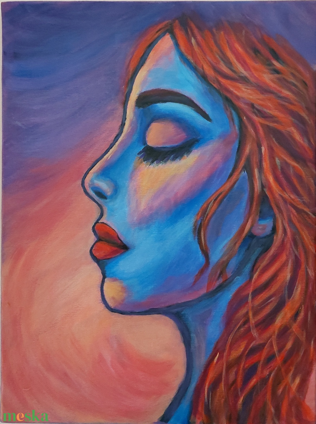 Női portré - Lélek fénye - művészet - festmény - akril - Meska.hu