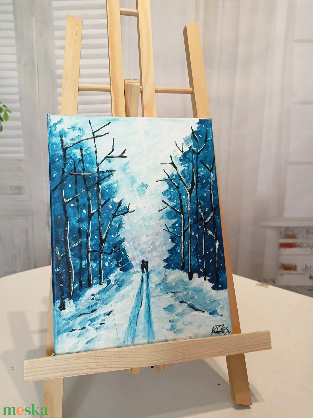 Téli tájkép - művészet - festmény - akril - Meska.hu