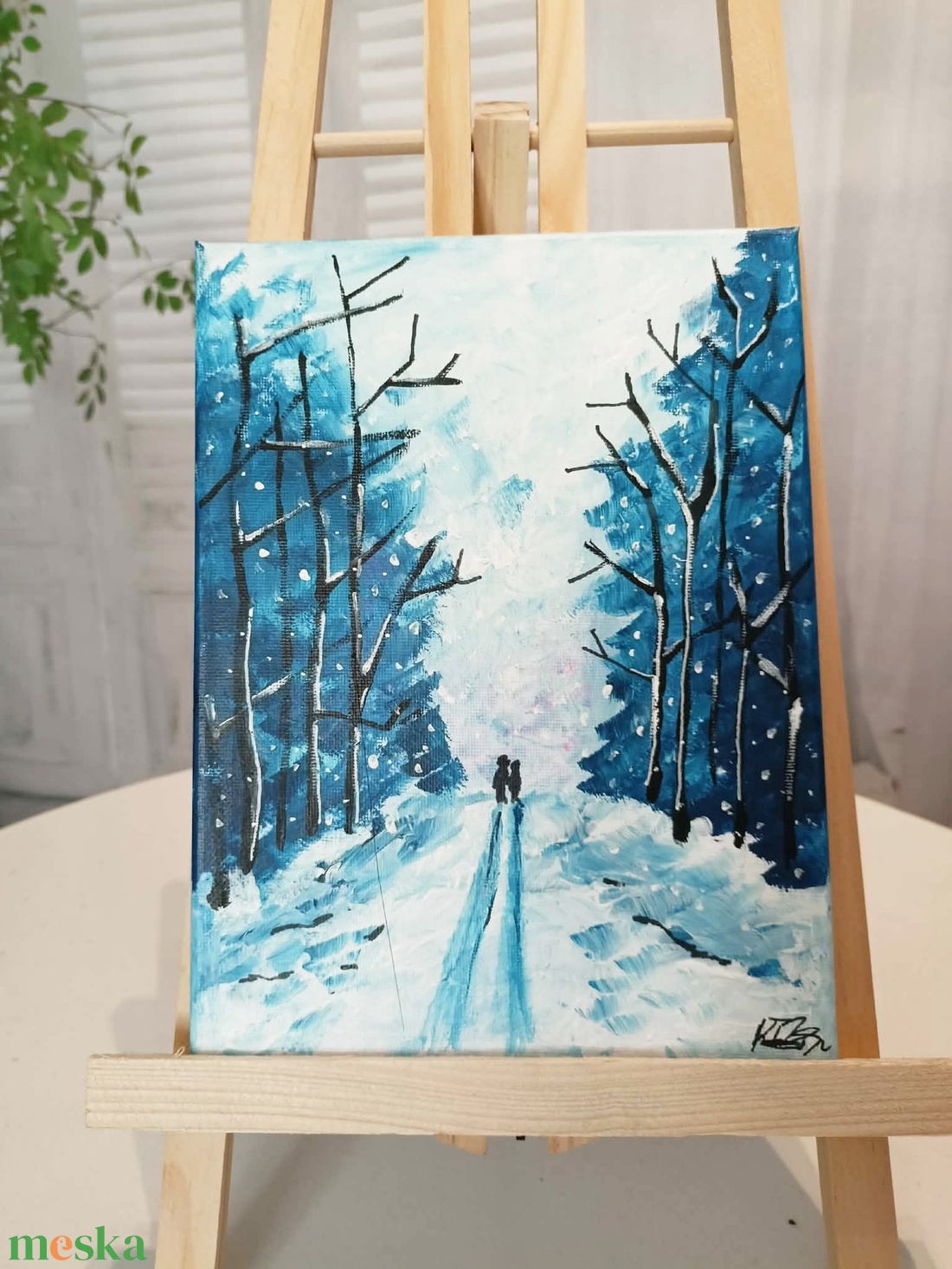 Téli tájkép - művészet - festmény - akril - Meska.hu