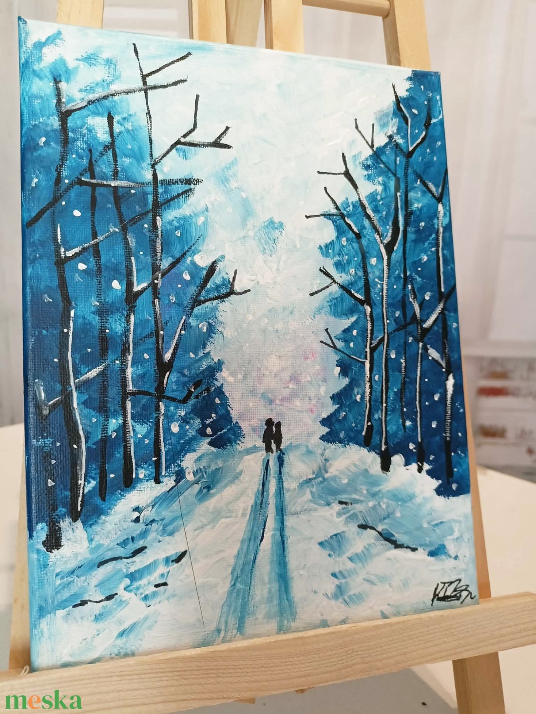 Téli tájkép - művészet - festmény - akril - Meska.hu