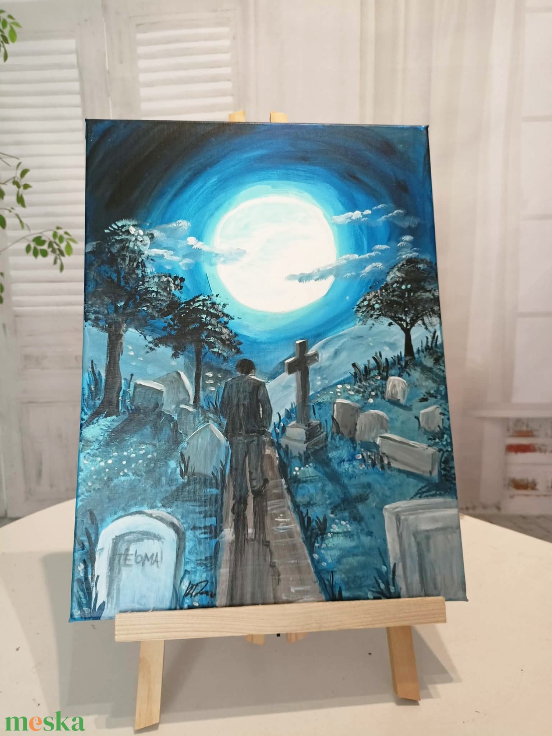 Utas és holdvilág - művészet - festmény - akril - Meska.hu