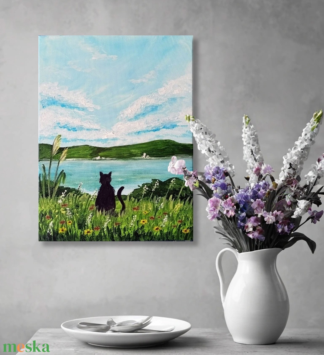 Akril festmény - cica - művészet - festmény - akril - Meska.hu