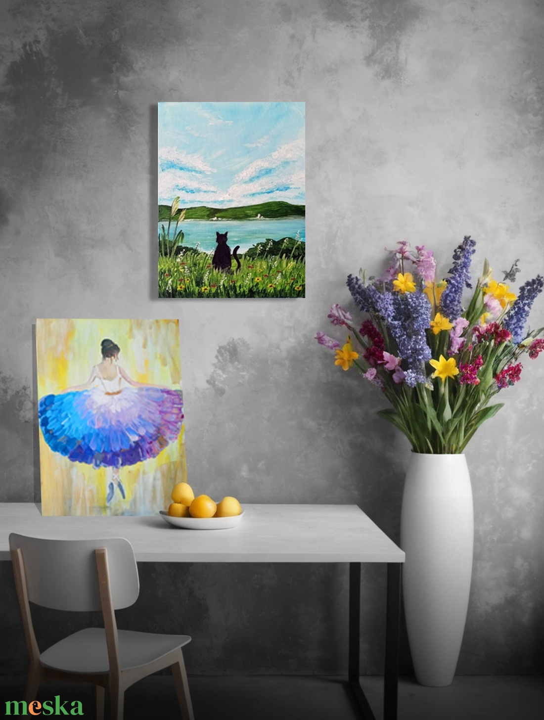 Akril festmény - cica - művészet - festmény - akril - Meska.hu