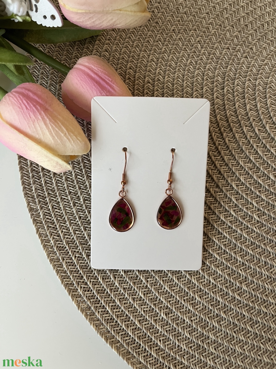 Rosegold fülbevaló virágokkal - ékszer - fülbevaló - lógó fülbevaló - Meska.hu Rosegold fülbevaló virágokkal - ékszer - fülbevaló - lógó fülbevaló - Meska.hu