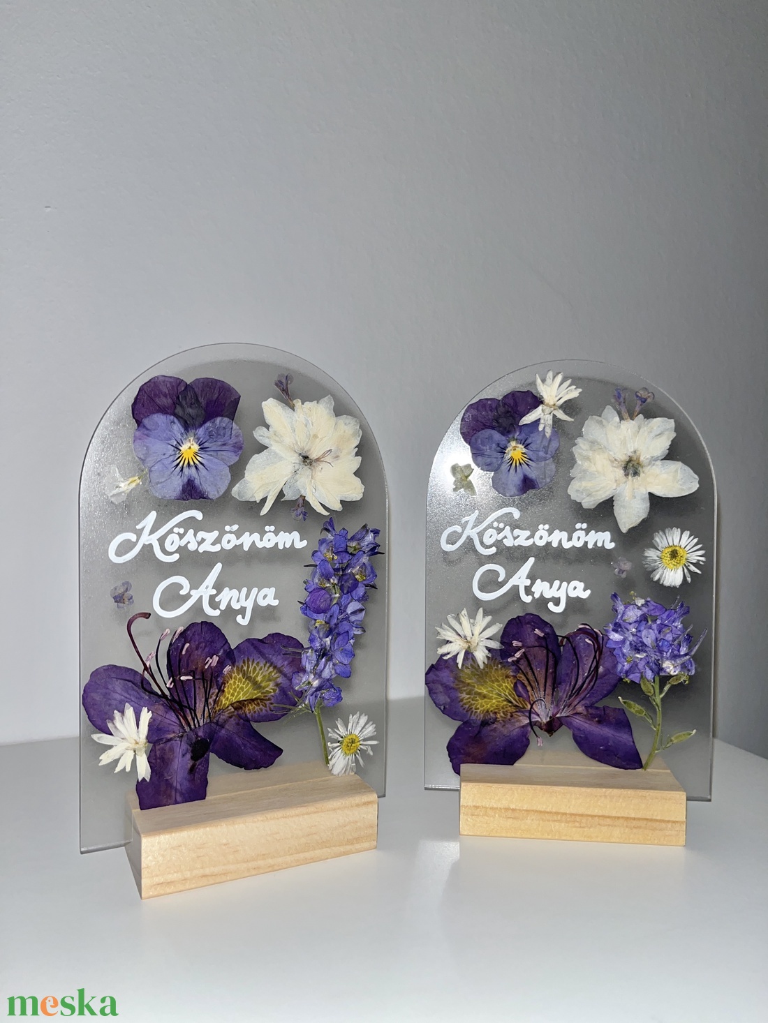 Szülőköszöntő ajándék plexi dísz valódi préselt virágokkal - esküvő - emlék & ajándék - szülőköszöntő ajándék - Meska.hu