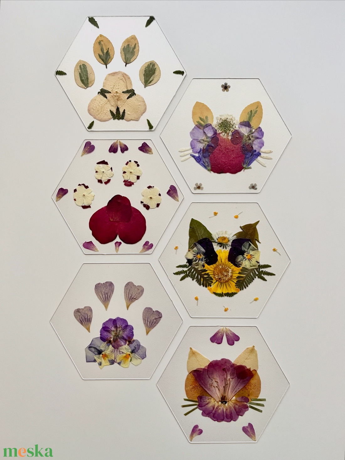 Plexi poháralátét valódi préselt virágokkal - otthon & életmód - konyhafelszerelés, tálalás - tálalás - tányér- és poháralátét - Meska.hu