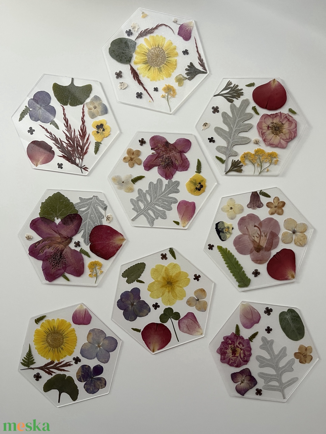 Plexi poháralátét valódi préselt virágokkal - otthon & életmód - konyhafelszerelés, tálalás - tálalás - tányér- és poháralátét - Meska.hu