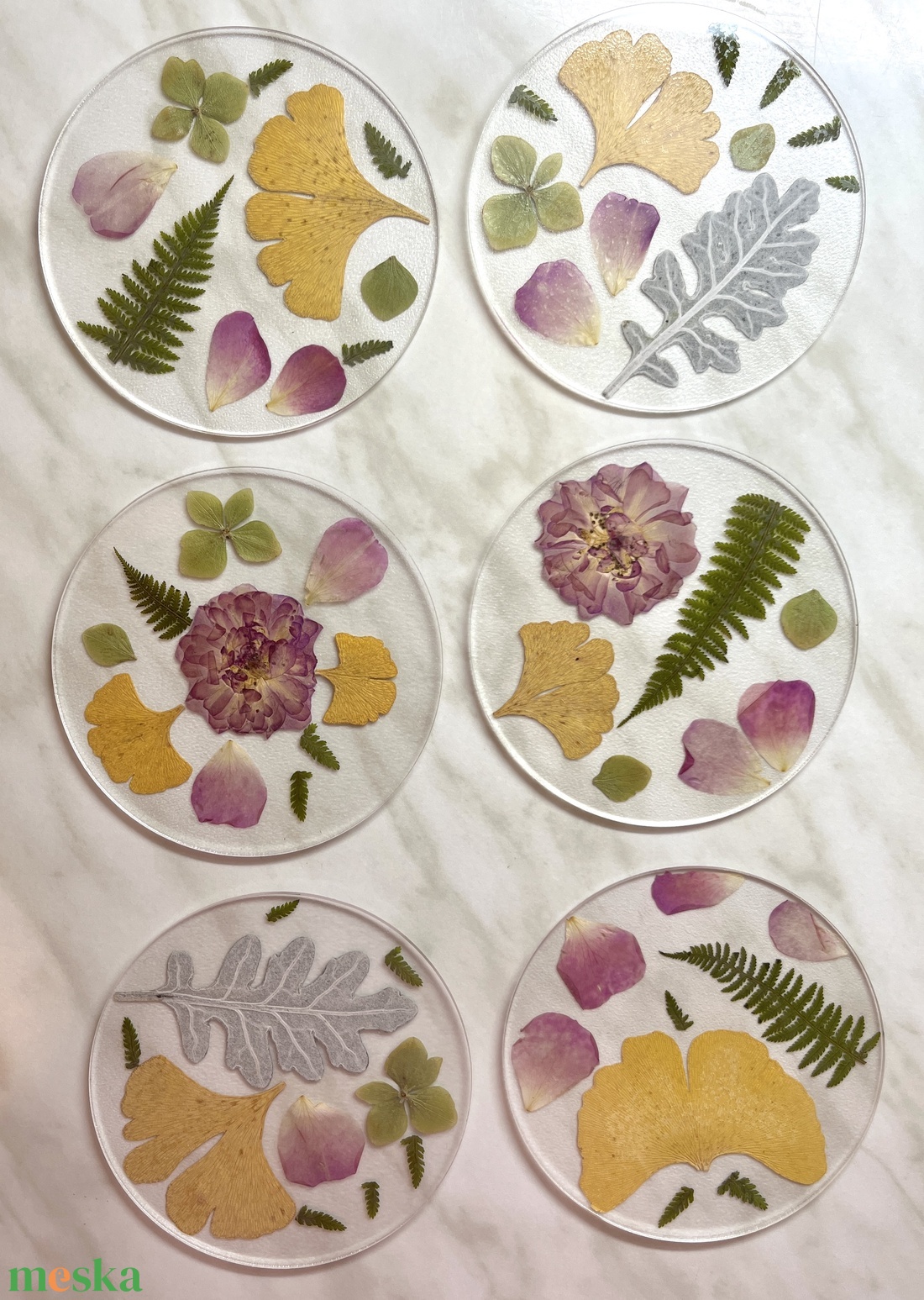 Plexi poháralátét valódi préselt virágokkal - otthon & életmód - konyhafelszerelés, tálalás - tálalás - tányér- és poháralátét - Meska.hu