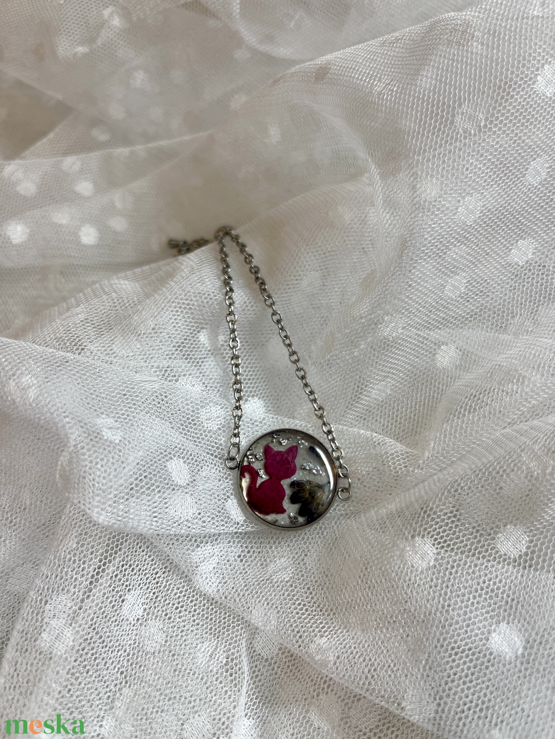 Cicás karkötő valódi virágokkal - ékszer - karkötő - lánc karkötő - Meska.hu