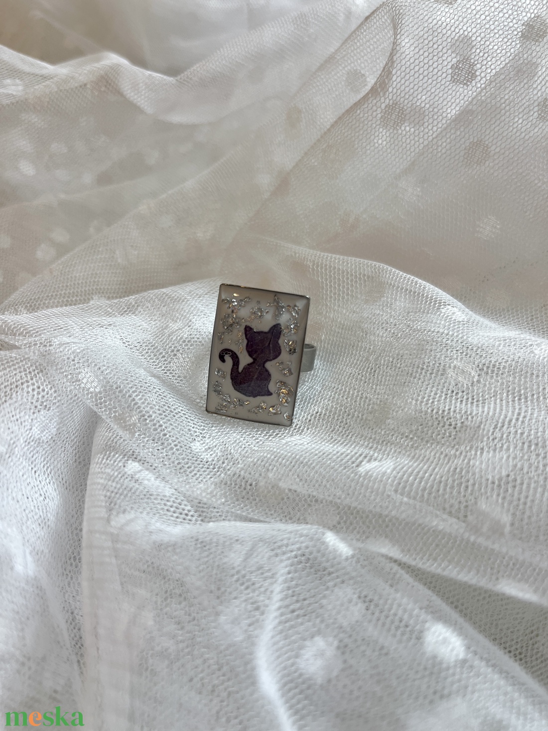 Cicás gyűrű valódi virágokkal - ékszer - gyűrű - statement gyűrű - Meska.hu