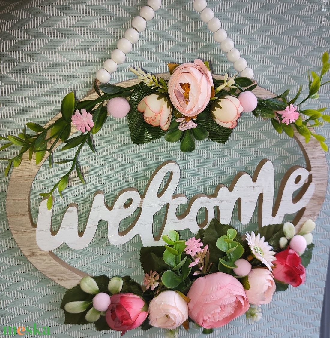Ajtódísz - welcome - rózsaszín - otthon & életmód - dekoráció - ajtó- és ablak dekoráció - ajtódísz & kopogtató - Meska.hu Ajtódísz - welcome - rózsaszín - otthon & életmód - dekoráció - ajtó- és ablak dekoráció - ajtódísz & kopogtató - Meska.hu