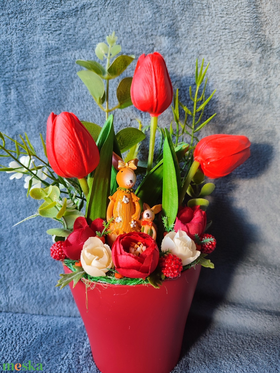 Nyuszis tulipános dekoráció - otthon & életmód - dekoráció - asztal és polc dekoráció - asztaldísz - Meska.hu Nyuszis tulipános dekoráció - otthon & életmód - dekoráció - asztal és polc dekoráció - asztaldísz - Meska.hu