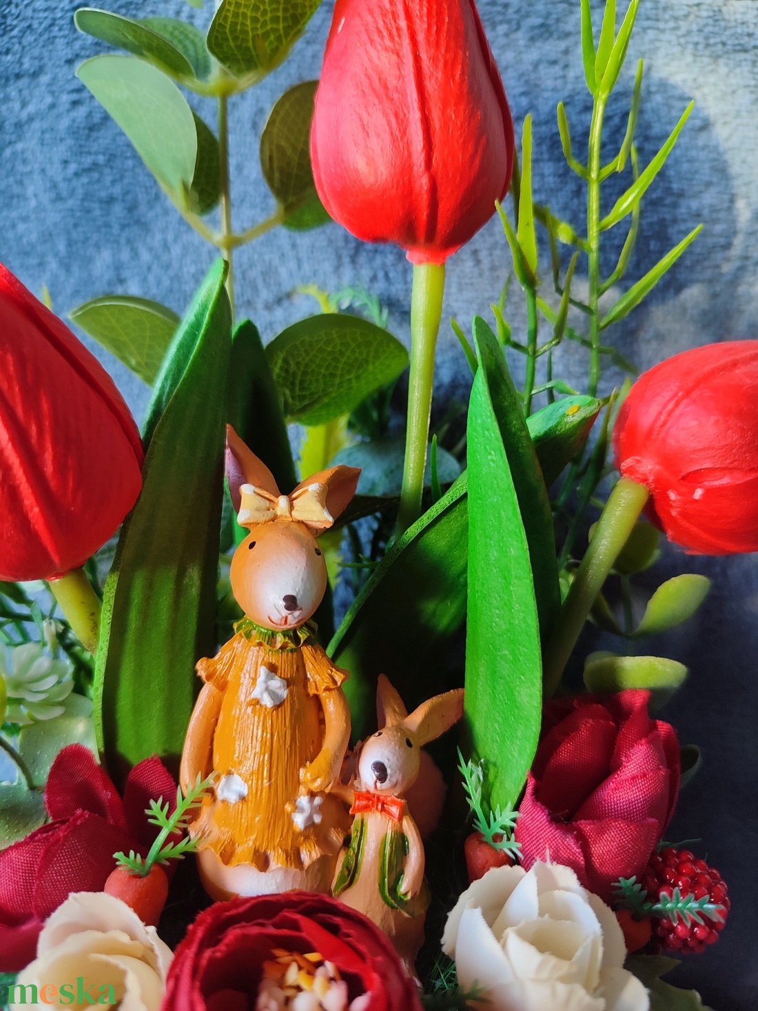 Nyuszis tulipános dekoráció - otthon & életmód - dekoráció - asztal és polc dekoráció - asztaldísz - Meska.hu Nyuszis tulipános dekoráció - otthon & életmód - dekoráció - asztal és polc dekoráció - asztaldísz - Meska.hu