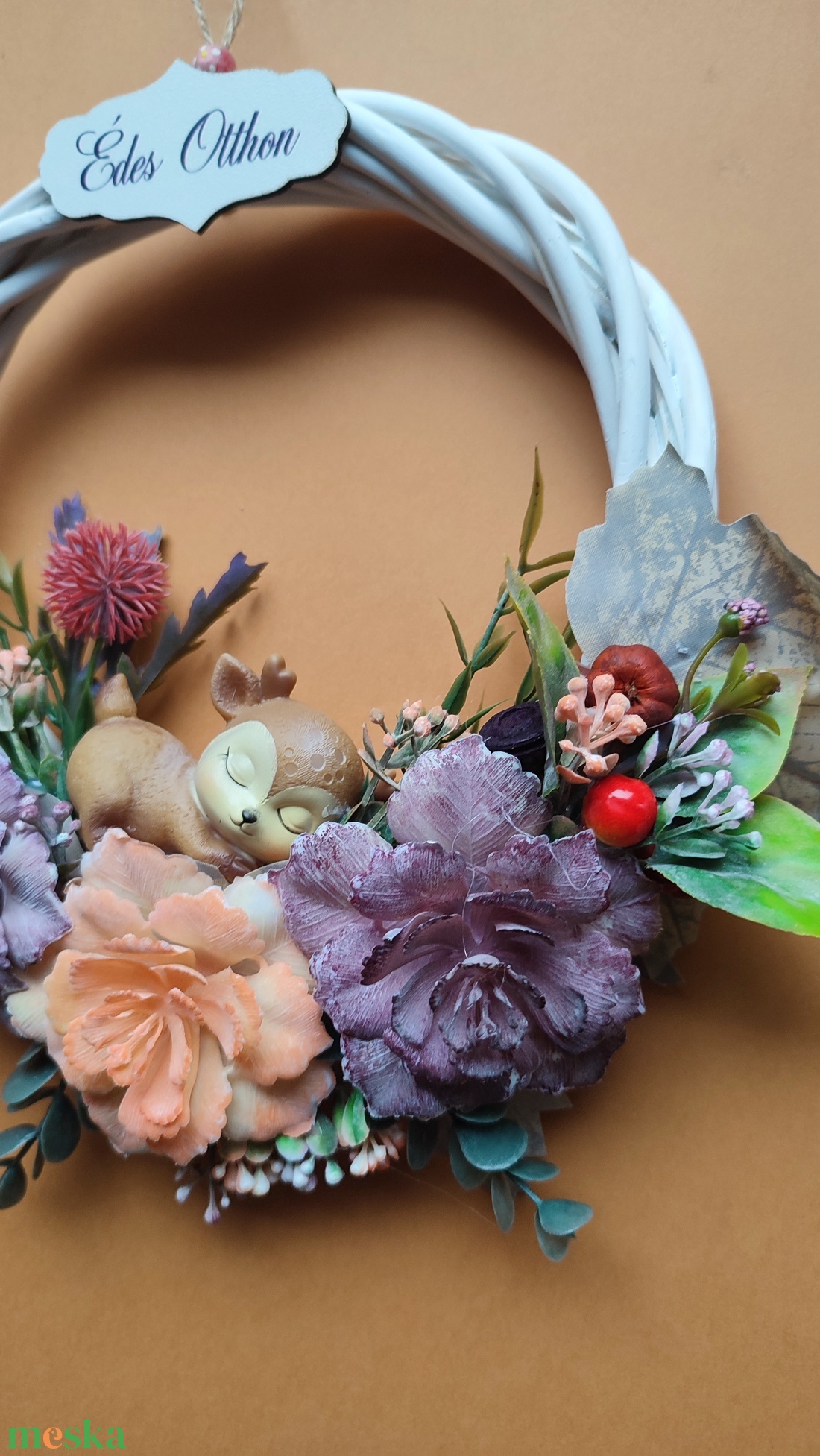 Őszi kopogtató őzikével - otthon & életmód - dekoráció - ajtó- és ablak dekoráció - ajtódísz & kopogtató - Meska.hu