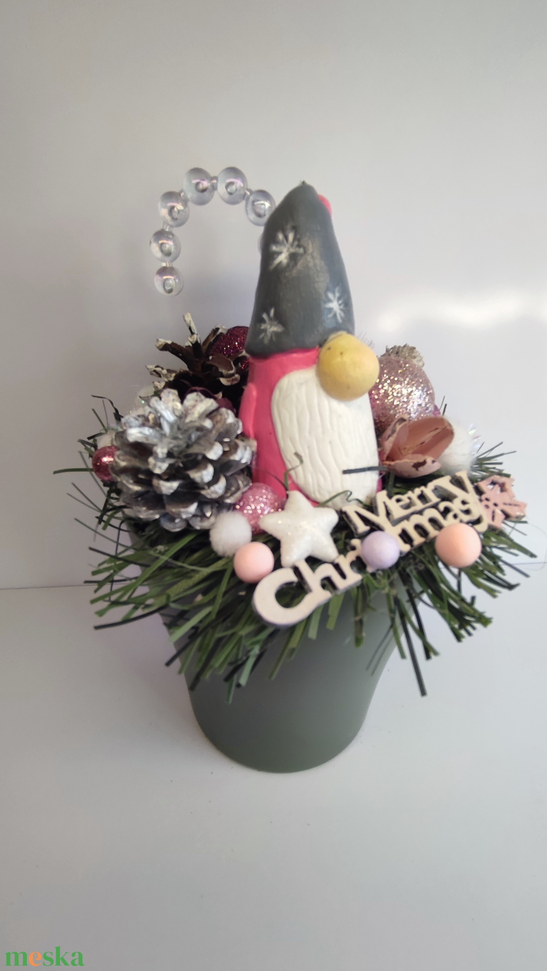 Karácsonyi dekoráció kerámia manós - otthon & életmód - dekoráció - asztal és polc dekoráció - asztaldísz - Meska.hu