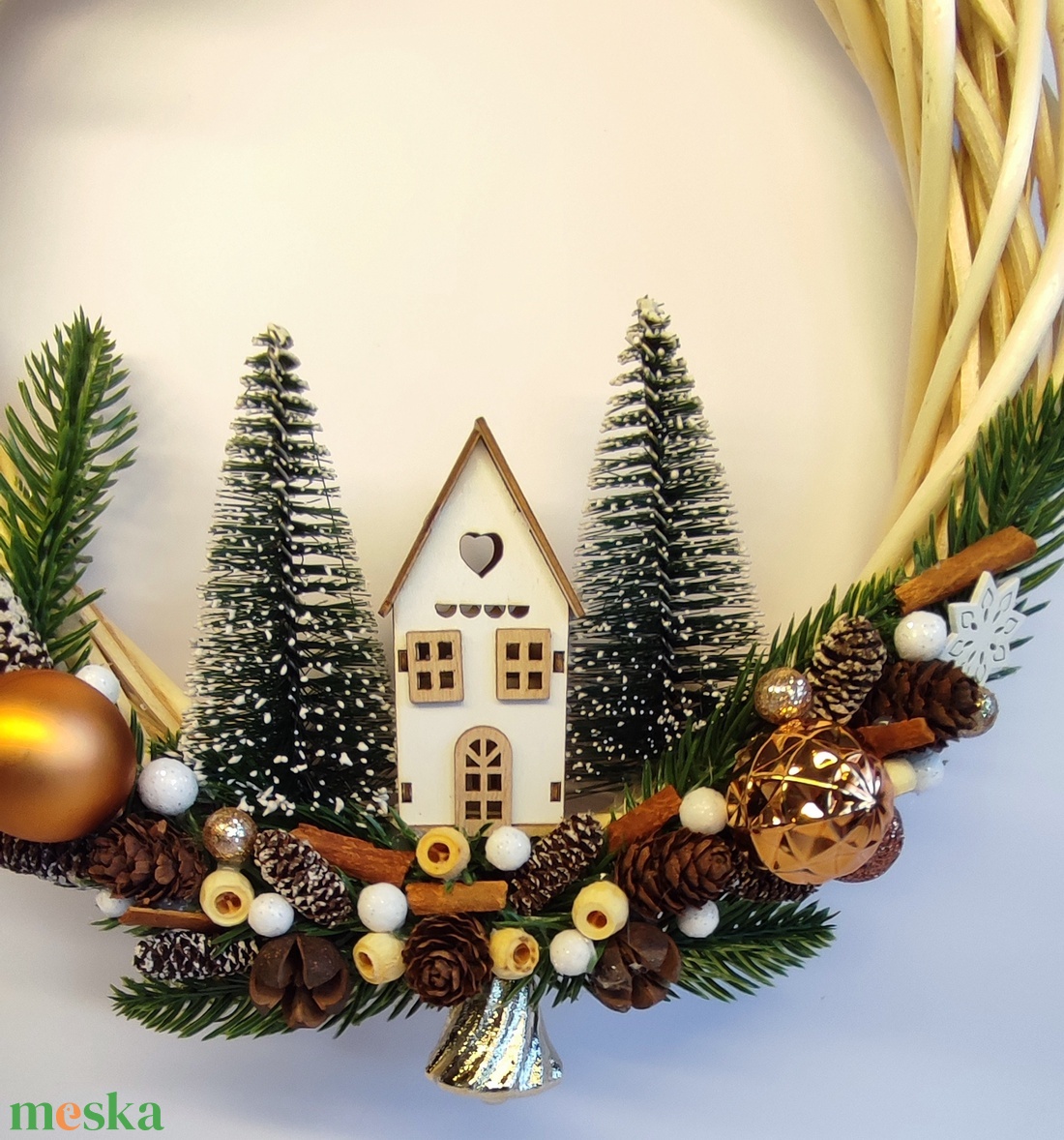 Karácsonyi ajtódísz házikóval - otthon & életmód - dekoráció - ajtó- és ablak dekoráció - ajtódísz & kopogtató - Meska.hu