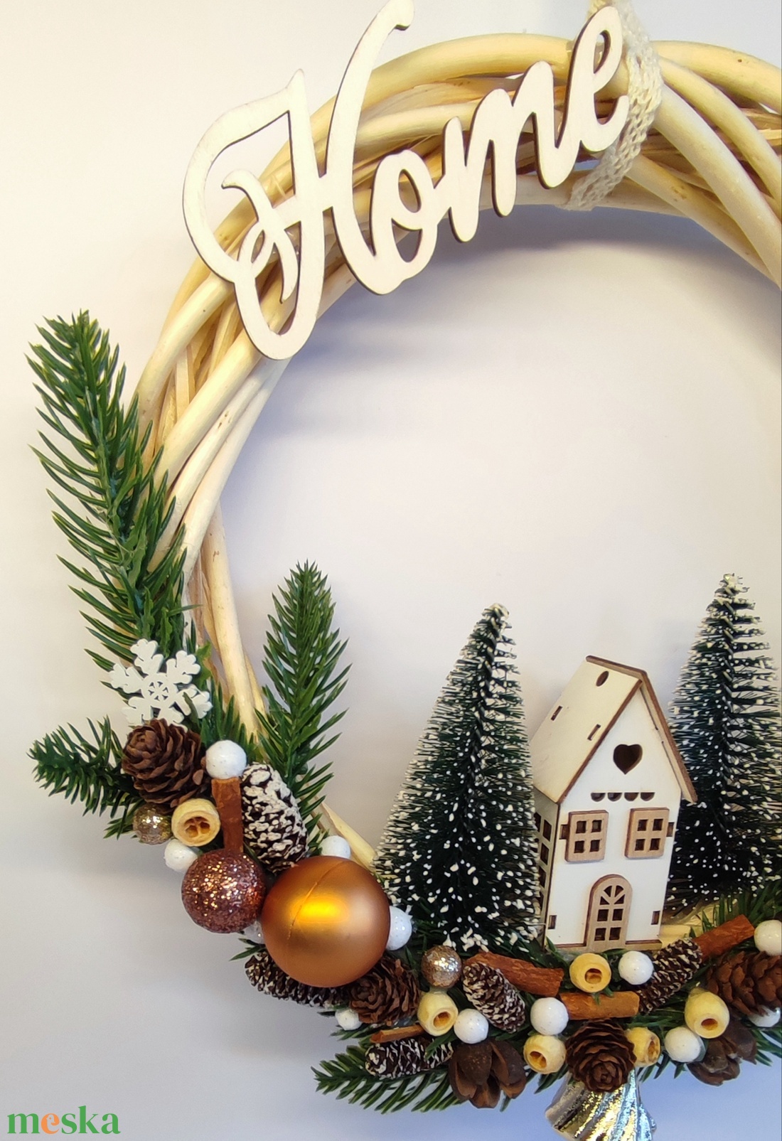 Karácsonyi ajtódísz házikóval - otthon & életmód - dekoráció - ajtó- és ablak dekoráció - ajtódísz & kopogtató - Meska.hu