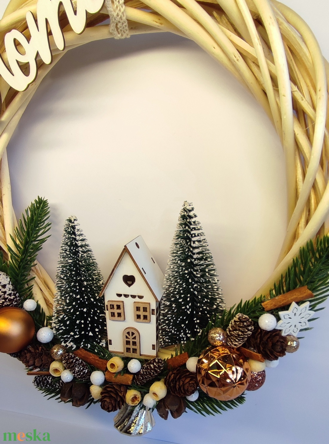 Karácsonyi ajtódísz házikóval - otthon & életmód - dekoráció - ajtó- és ablak dekoráció - ajtódísz & kopogtató - Meska.hu