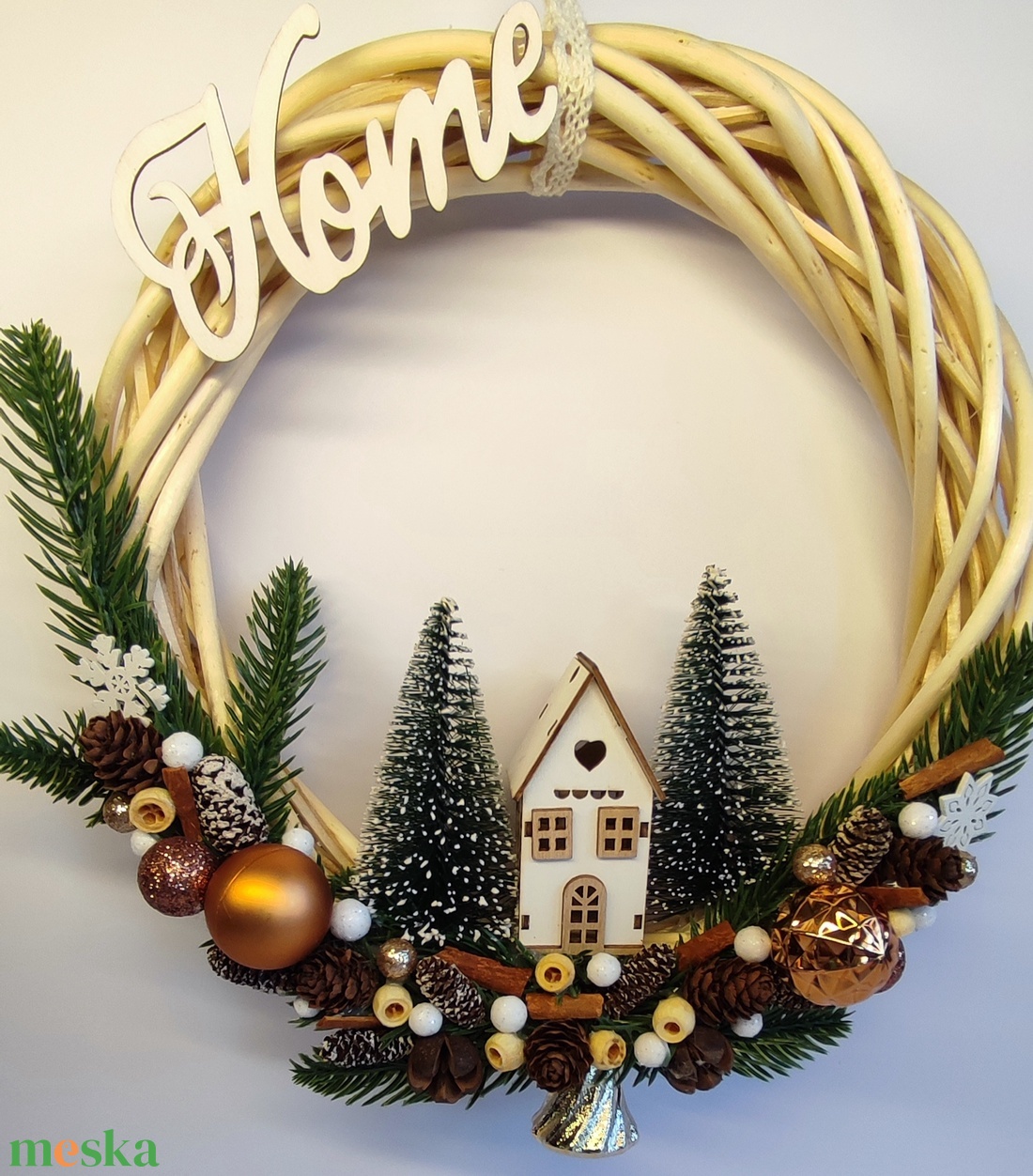 Karácsonyi ajtódísz házikóval - otthon & életmód - dekoráció - ajtó- és ablak dekoráció - ajtódísz & kopogtató - Meska.hu