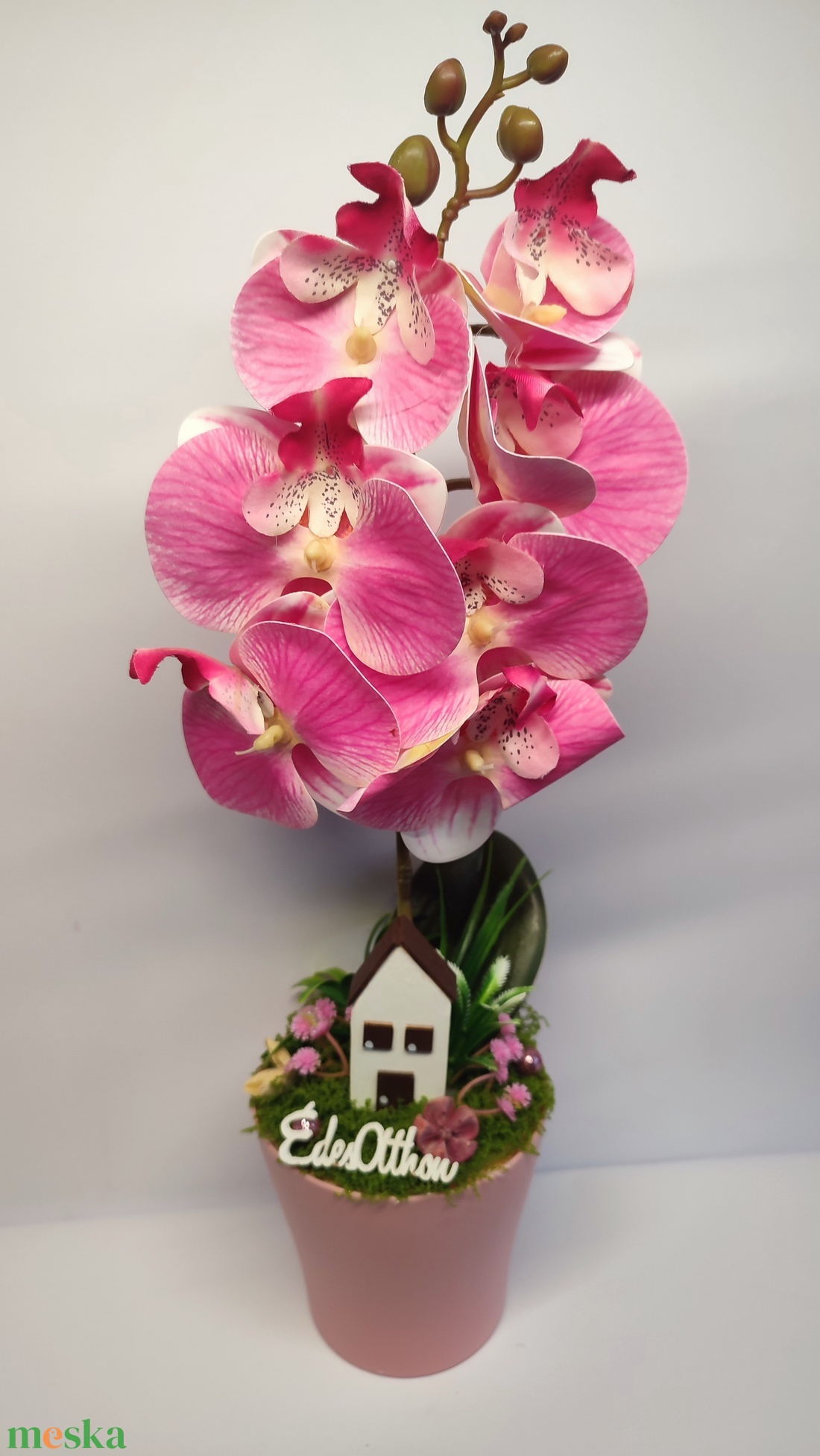 Orchidea házikóval - otthon & életmód - dekoráció - asztal és polc dekoráció - asztaldísz - Meska.hu
