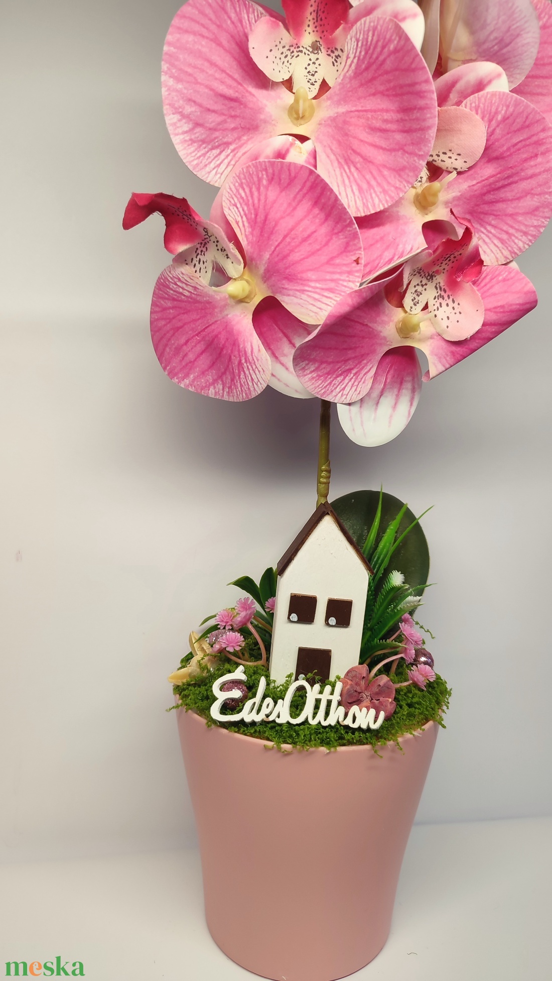 Orchidea házikóval - otthon & életmód - dekoráció - asztal és polc dekoráció - asztaldísz - Meska.hu