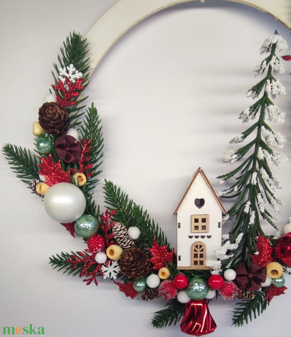 Karácsonyi ajtódísz házikóval - otthon & életmód - dekoráció - ajtó- és ablak dekoráció - ajtódísz & kopogtató - Meska.hu