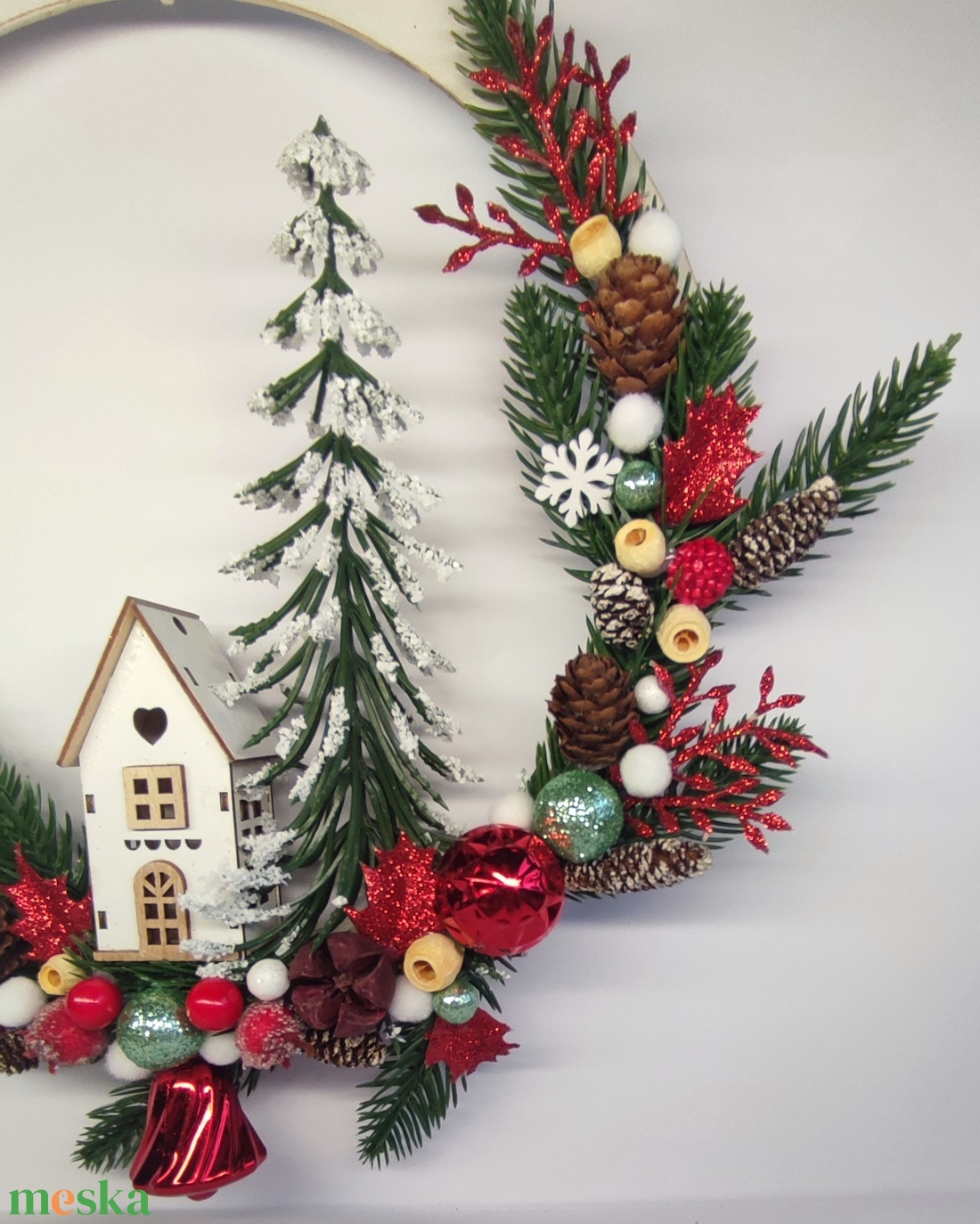 Karácsonyi ajtódísz házikóval - otthon & életmód - dekoráció - ajtó- és ablak dekoráció - ajtódísz & kopogtató - Meska.hu