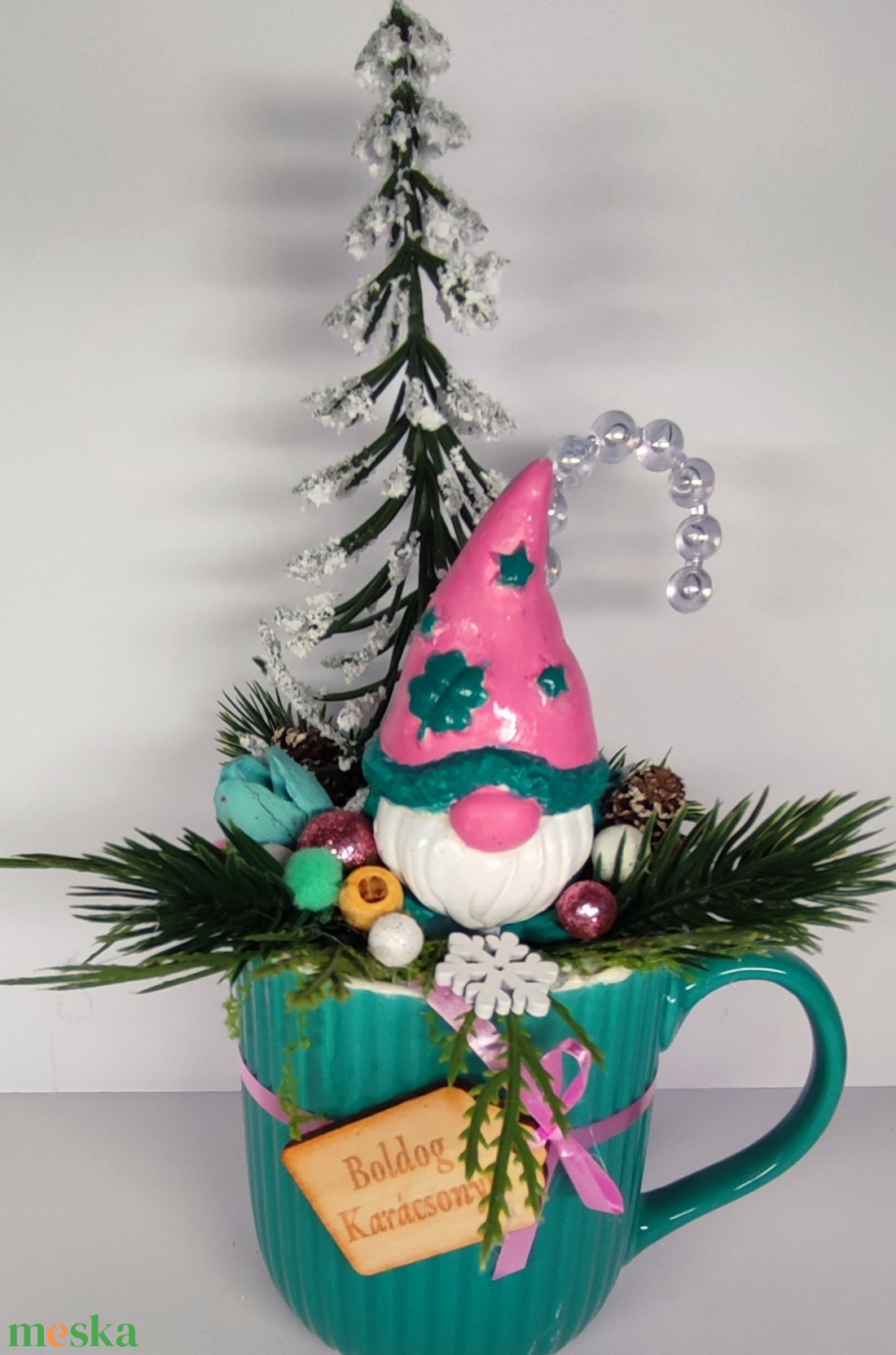 Bögrés karácsonyi manó - otthon & életmód - dekoráció - asztal és polc dekoráció - asztaldísz - Meska.hu
