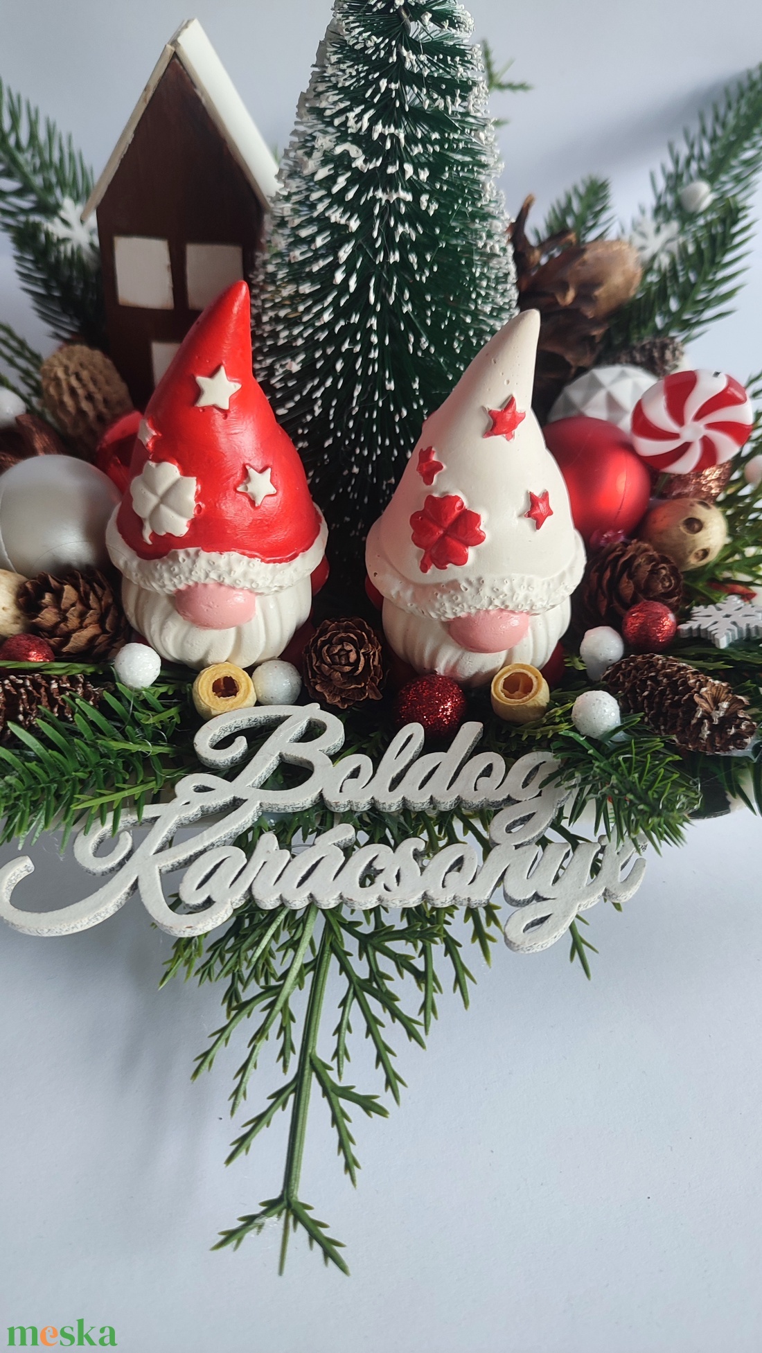 Manós karácsonyi asztalidísz - otthon & életmód - dekoráció - asztal és polc dekoráció - asztaldísz - Meska.hu