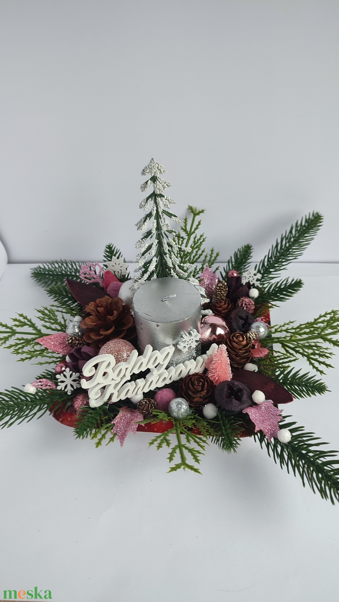 Gyertyás karácsonyi asztalidísz - otthon & életmód - dekoráció - asztal és polc dekoráció - asztaldísz - Meska.hu