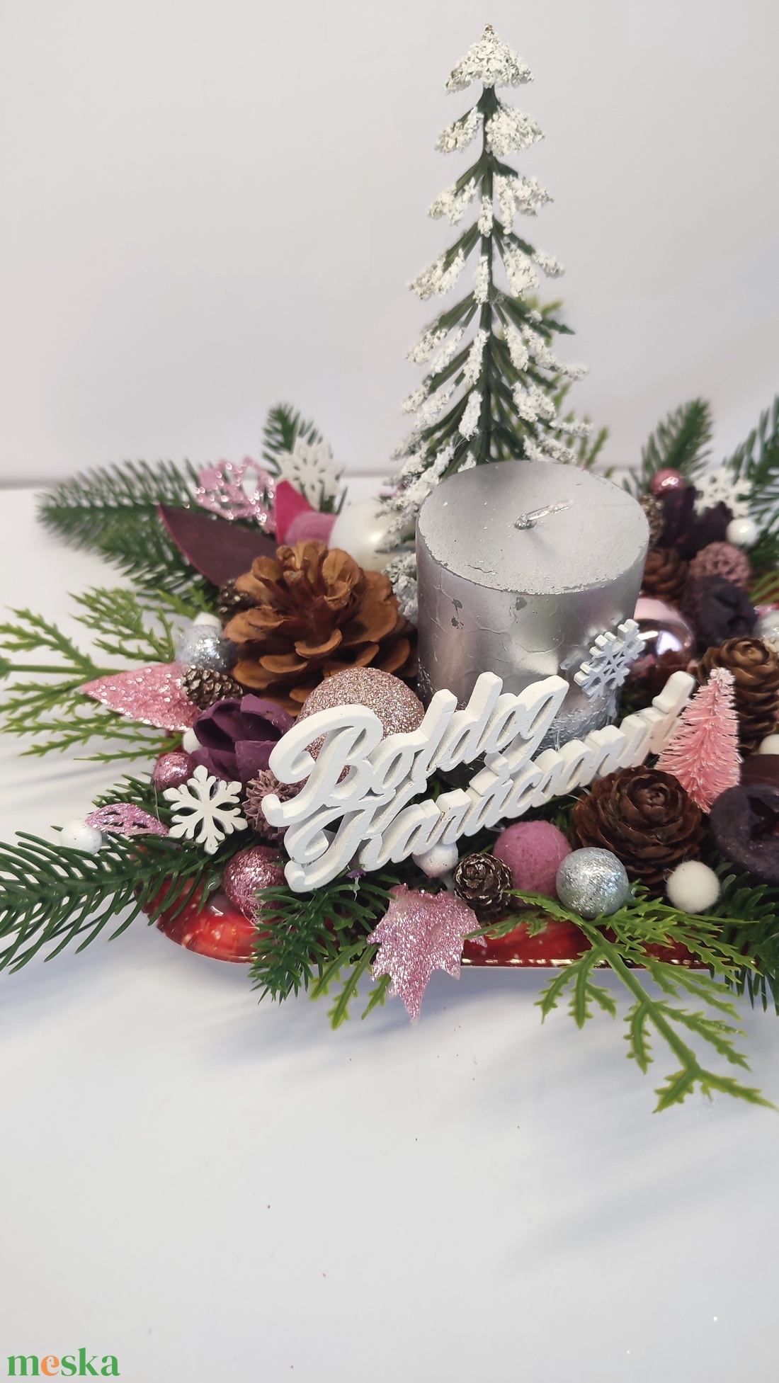 Gyertyás karácsonyi asztalidísz - otthon & életmód - dekoráció - asztal és polc dekoráció - asztaldísz - Meska.hu