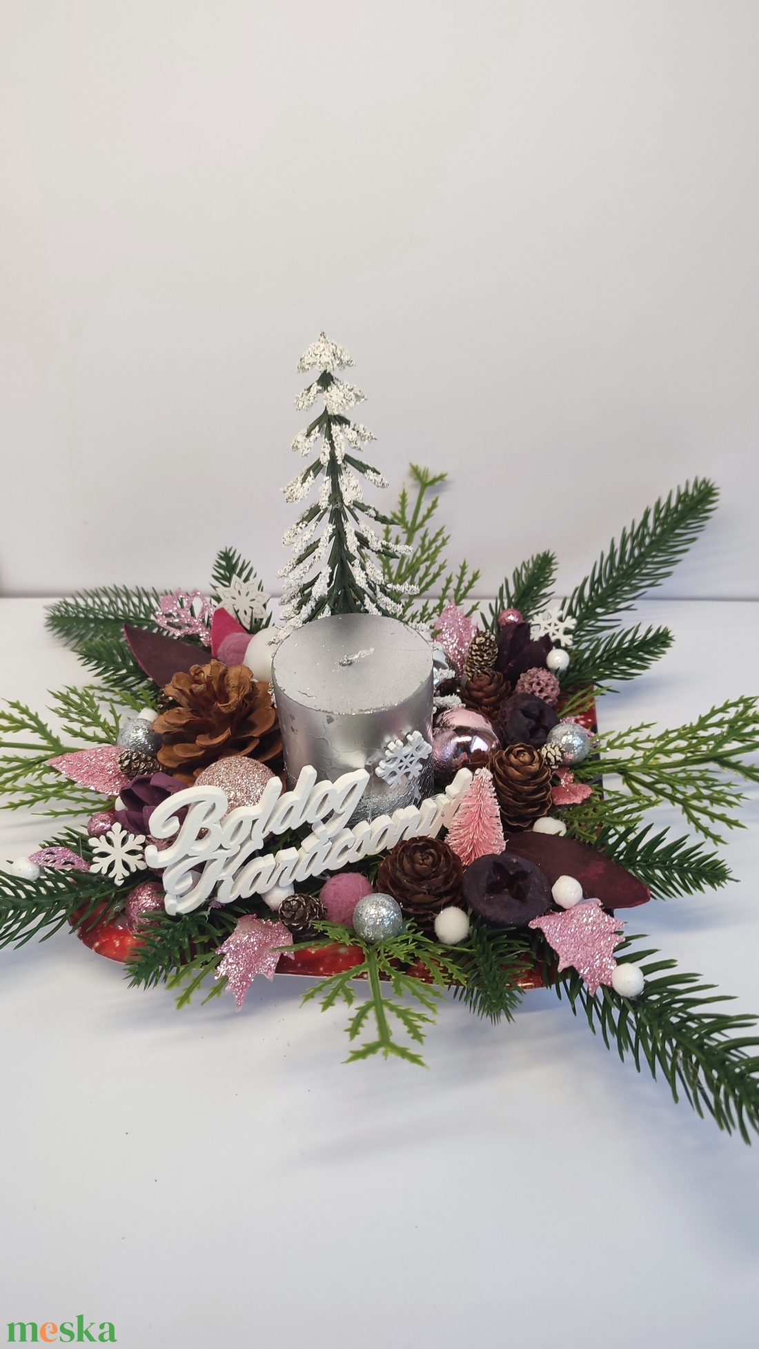 Gyertyás karácsonyi asztalidísz - otthon & életmód - dekoráció - asztal és polc dekoráció - asztaldísz - Meska.hu