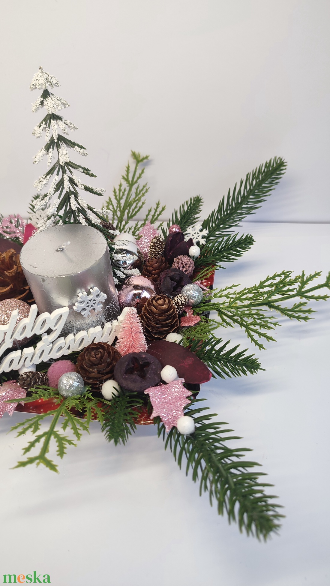 Gyertyás karácsonyi asztalidísz - otthon & életmód - dekoráció - asztal és polc dekoráció - asztaldísz - Meska.hu