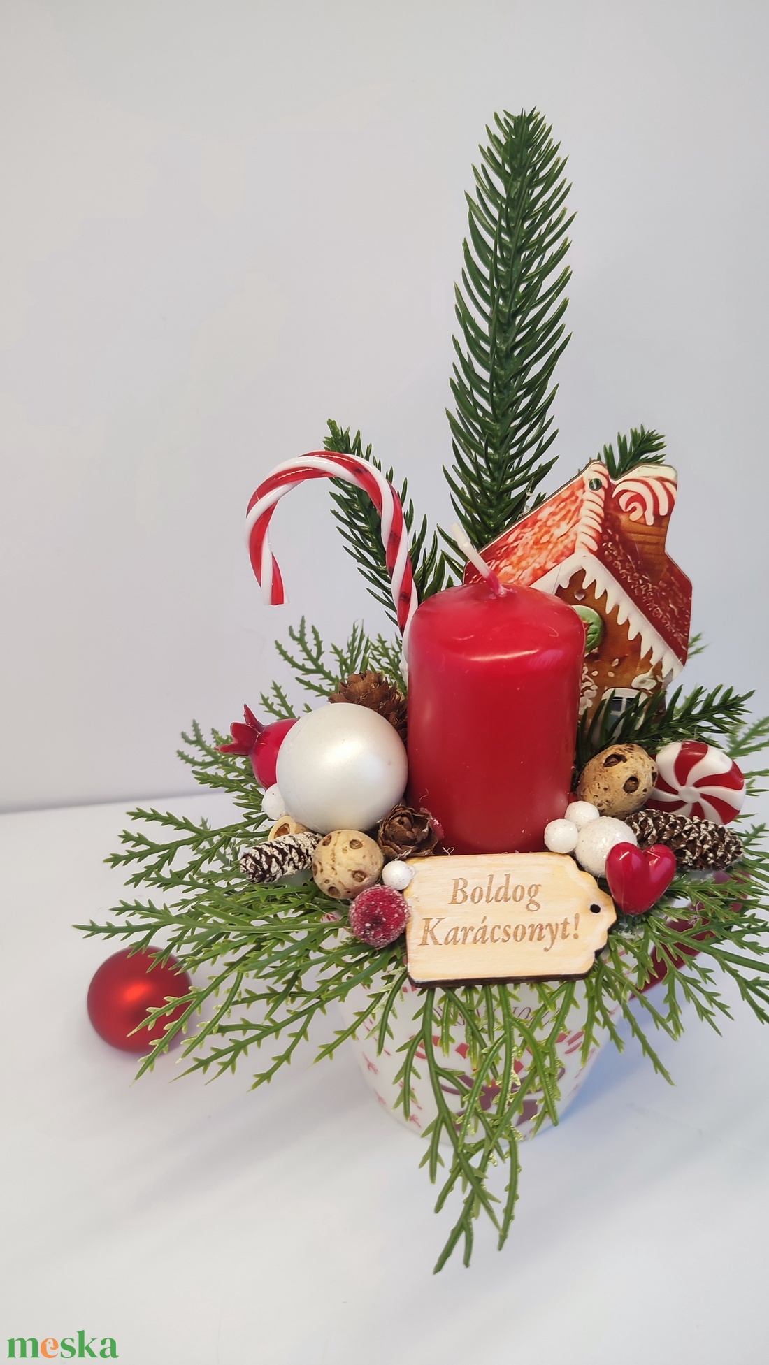 Bögrés karácsonyi gyertyás asztaldísz  - otthon & életmód - dekoráció - asztal és polc dekoráció - asztaldísz - Meska.hu