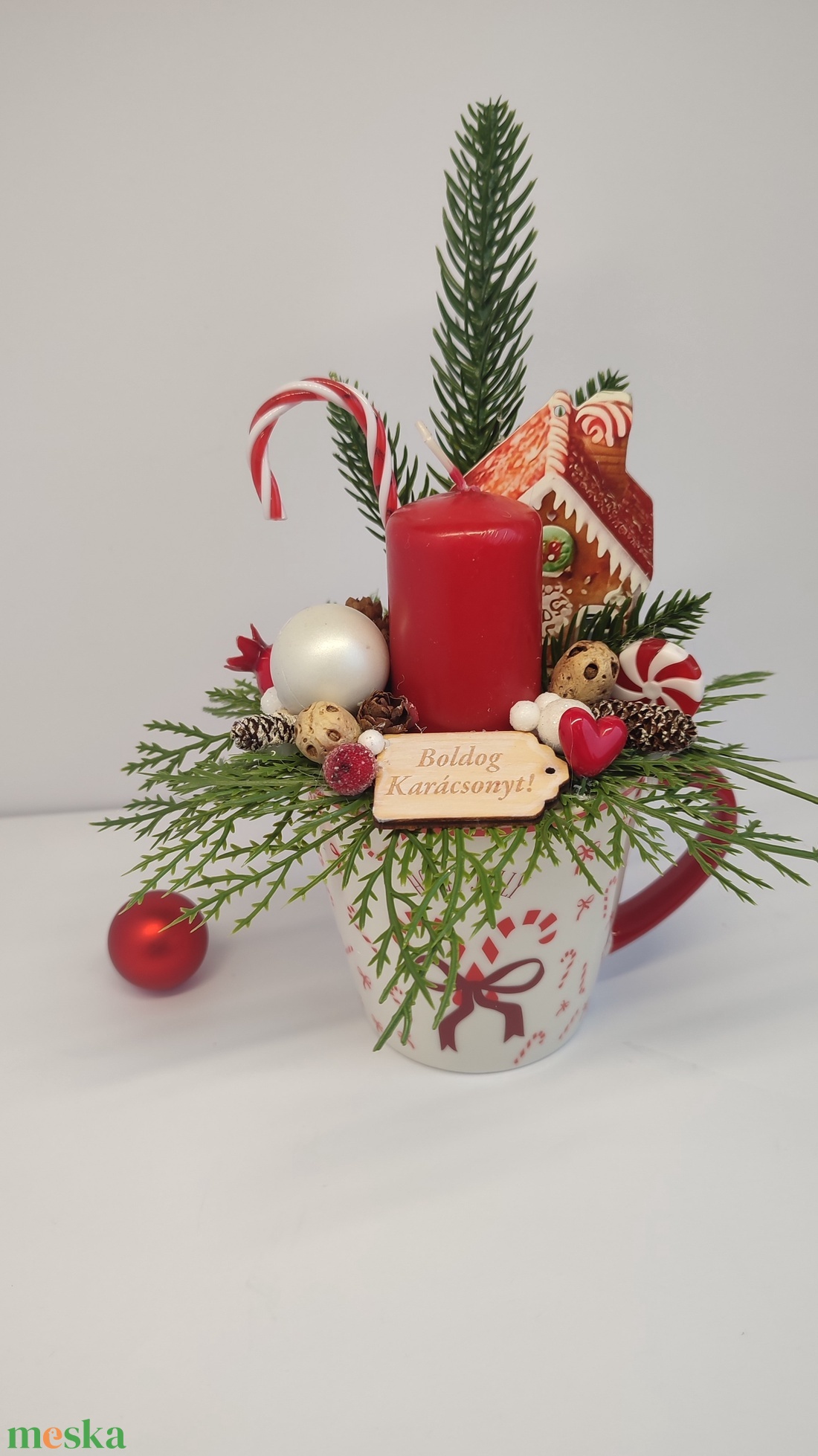Bögrés karácsonyi gyertyás asztaldísz  - otthon & életmód - dekoráció - asztal és polc dekoráció - asztaldísz - Meska.hu
