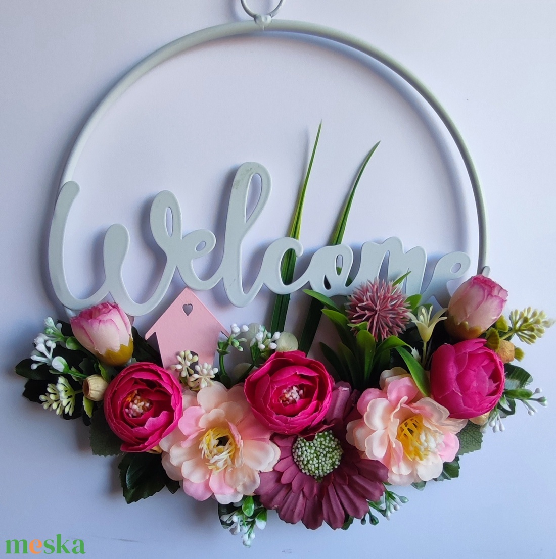 Welcome tavaszi ajtódísz � virágzó otthon koszorú - otthon & életmód - dekoráció - ajtó- és ablak dekoráció - ajtódísz & kopogtató - Meska.hu