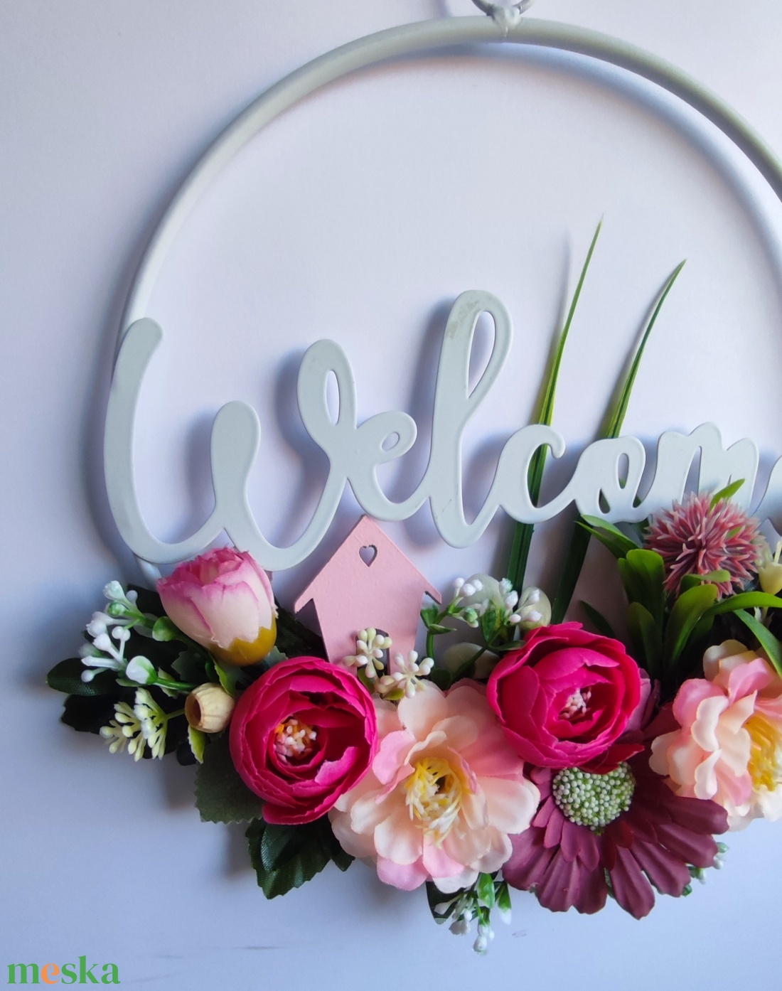 Welcome tavaszi ajtódísz � virágzó otthon koszorú - otthon & életmód - dekoráció - ajtó- és ablak dekoráció - ajtódísz & kopogtató - Meska.hu