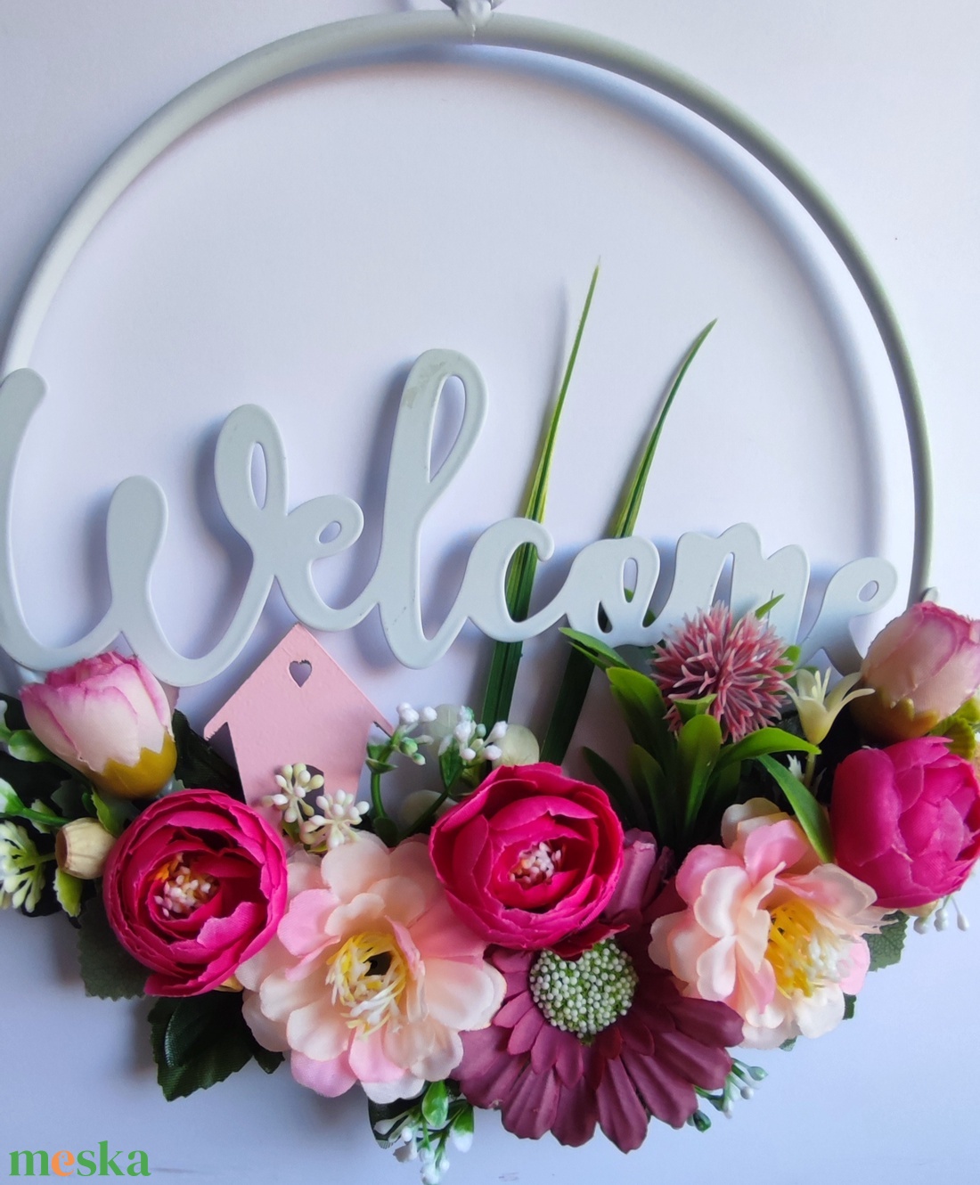 Welcome tavaszi ajtódísz � virágzó otthon koszorú - otthon & életmód - dekoráció - ajtó- és ablak dekoráció - ajtódísz & kopogtató - Meska.hu
