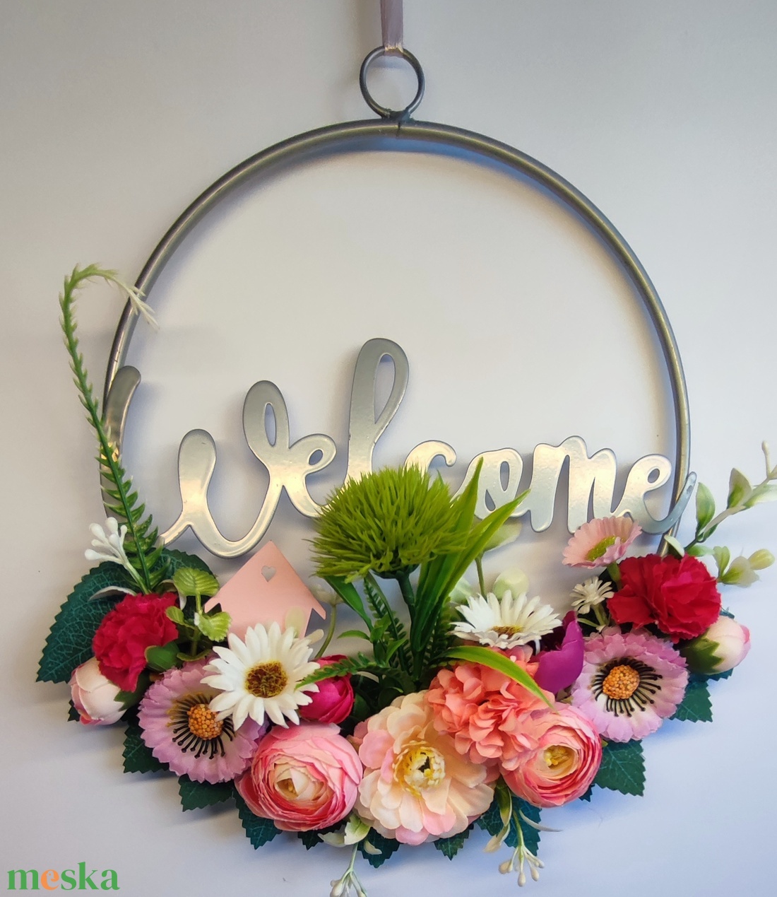 Welcome tavaszi ajtódísz � friss virágok koszorúja - otthon & életmód - dekoráció - ajtó- és ablak dekoráció - ajtódísz & kopogtató - Meska.hu