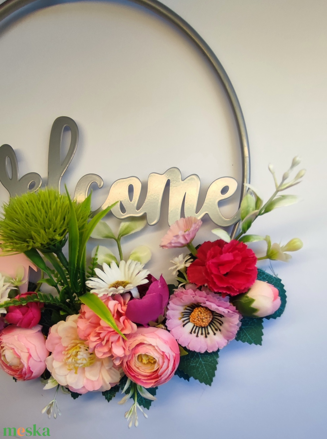 Welcome tavaszi ajtódísz � friss virágok koszorúja - otthon & életmód - dekoráció - ajtó- és ablak dekoráció - ajtódísz & kopogtató - Meska.hu