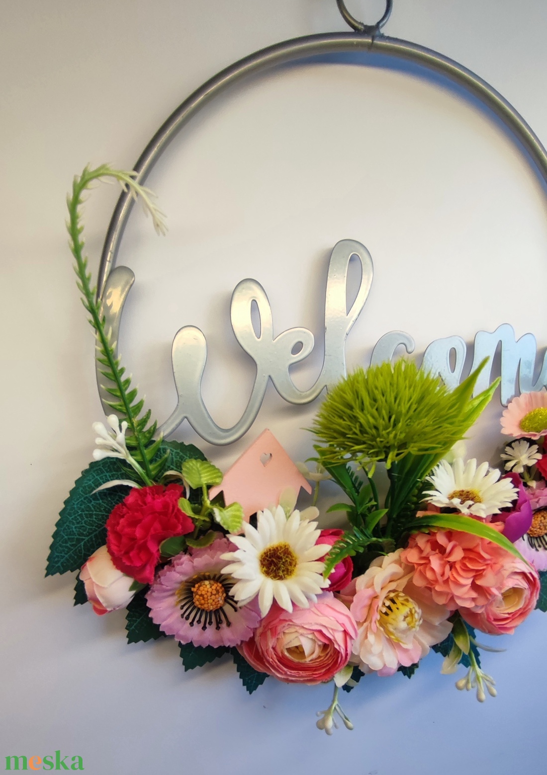 Welcome tavaszi ajtódísz � friss virágok koszorúja - otthon & életmód - dekoráció - ajtó- és ablak dekoráció - ajtódísz & kopogtató - Meska.hu