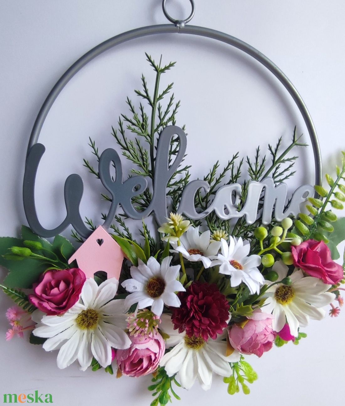 Hívogató otthon -virágos ajtódísz - otthon & életmód - dekoráció - ajtó- és ablak dekoráció - ajtódísz & kopogtató - Meska.hu