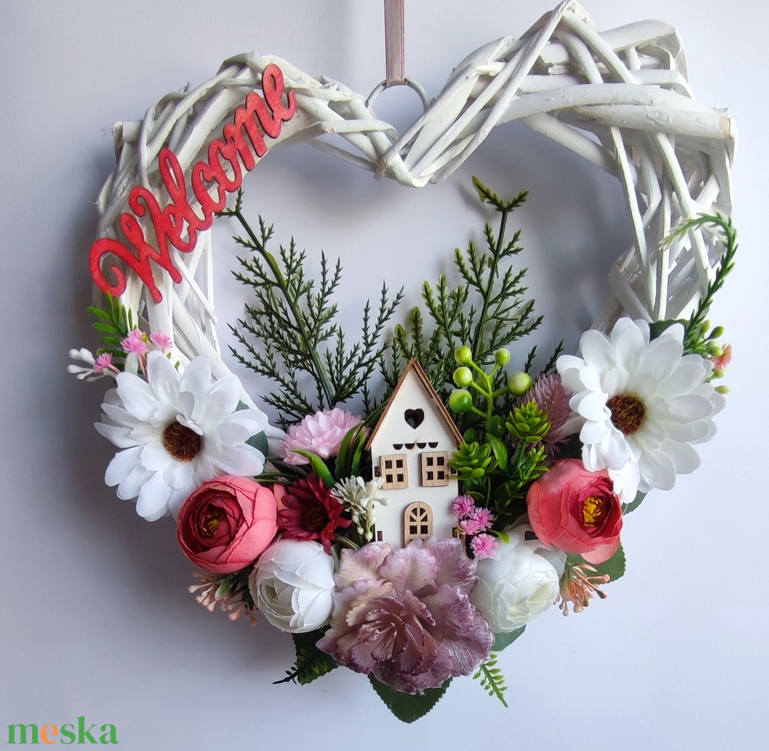 Hazaváró- tavaszi virágos ajtódísz -  - otthon & életmód - dekoráció - ajtó- és ablak dekoráció - ajtódísz & kopogtató - Meska.hu