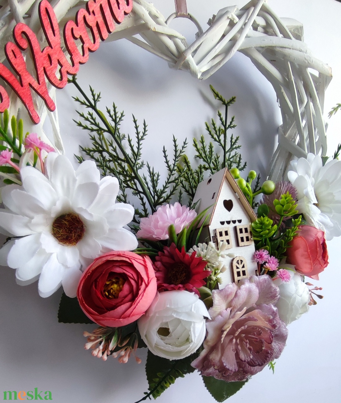 Hazaváró- tavaszi virágos ajtódísz -  - otthon & életmód - dekoráció - ajtó- és ablak dekoráció - ajtódísz & kopogtató - Meska.hu