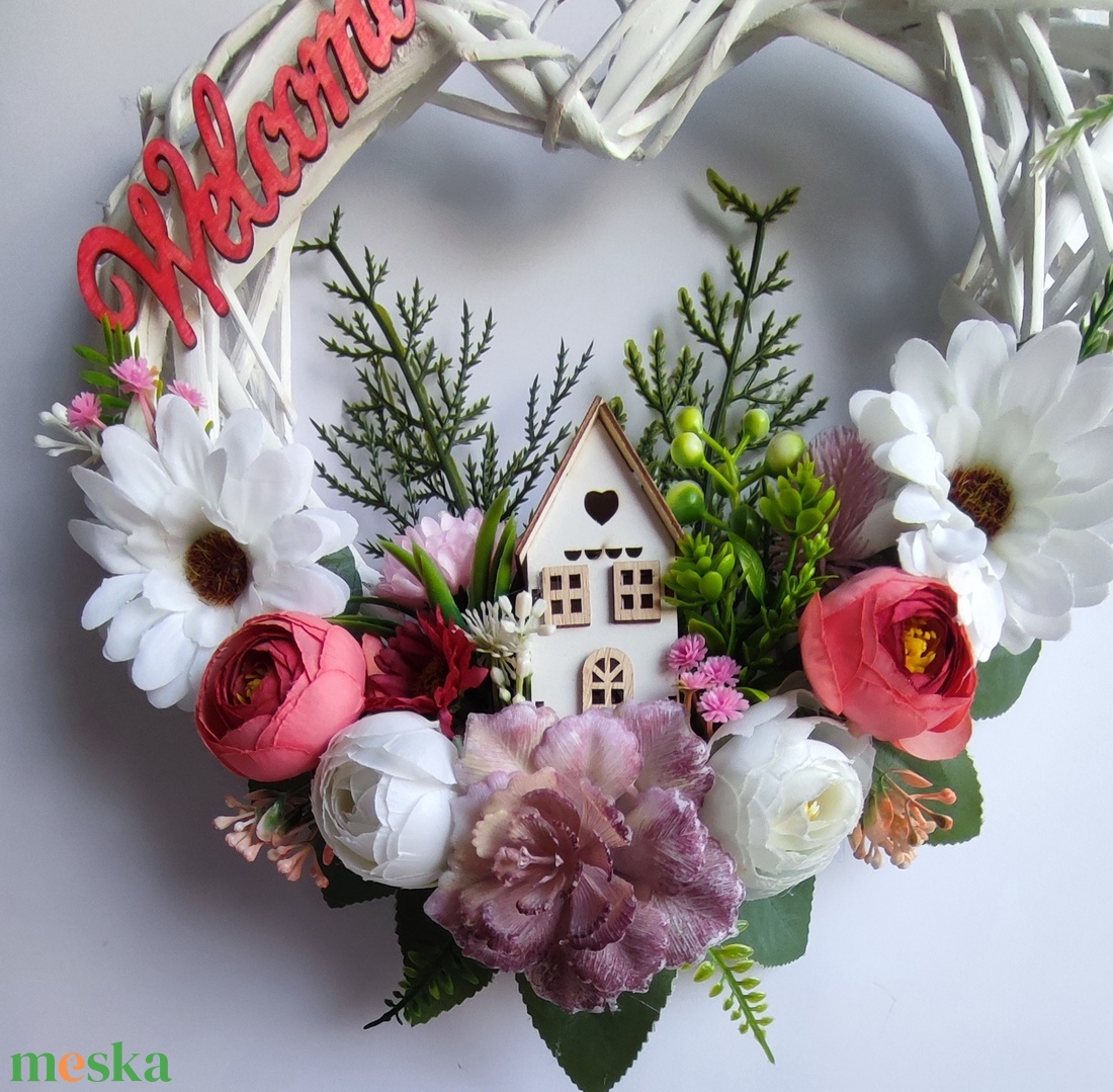 Hazaváró- tavaszi virágos ajtódísz -  - otthon & életmód - dekoráció - ajtó- és ablak dekoráció - ajtódísz & kopogtató - Meska.hu