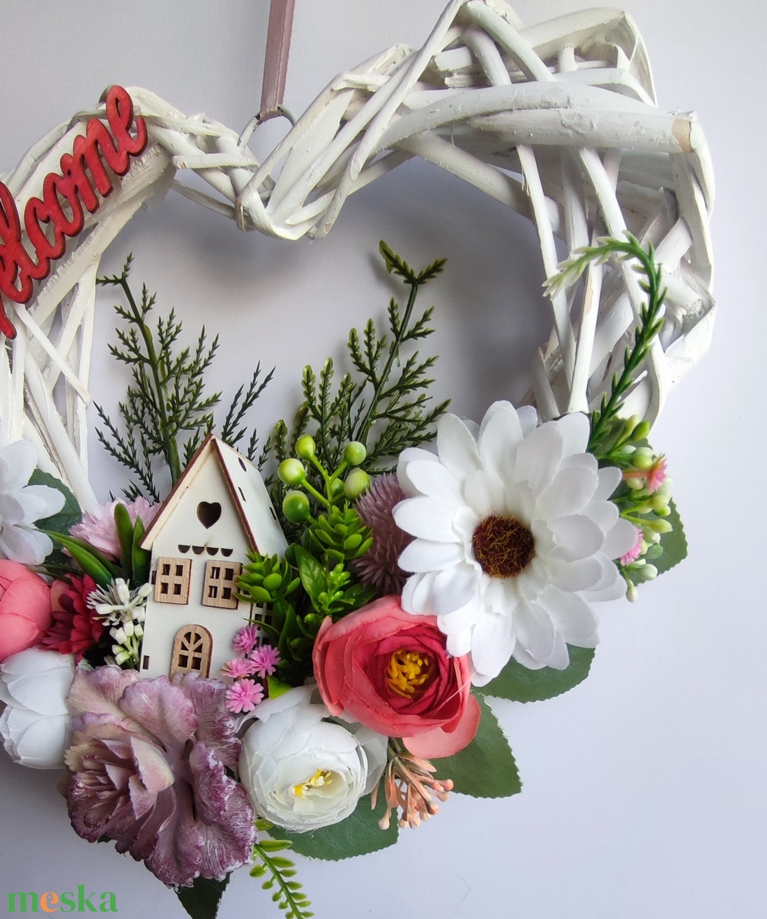 Hazaváró- tavaszi virágos ajtódísz -  - otthon & életmód - dekoráció - ajtó- és ablak dekoráció - ajtódísz & kopogtató - Meska.hu