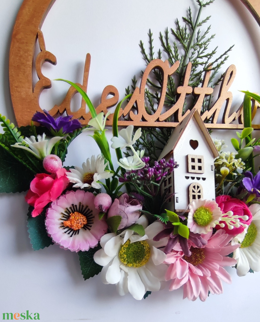 Hazaváró tavaszi ajtódísz - Édes otthon virágokkal - otthon & életmód - dekoráció - ajtó- és ablak dekoráció - ajtódísz & kopogtató - Meska.hu